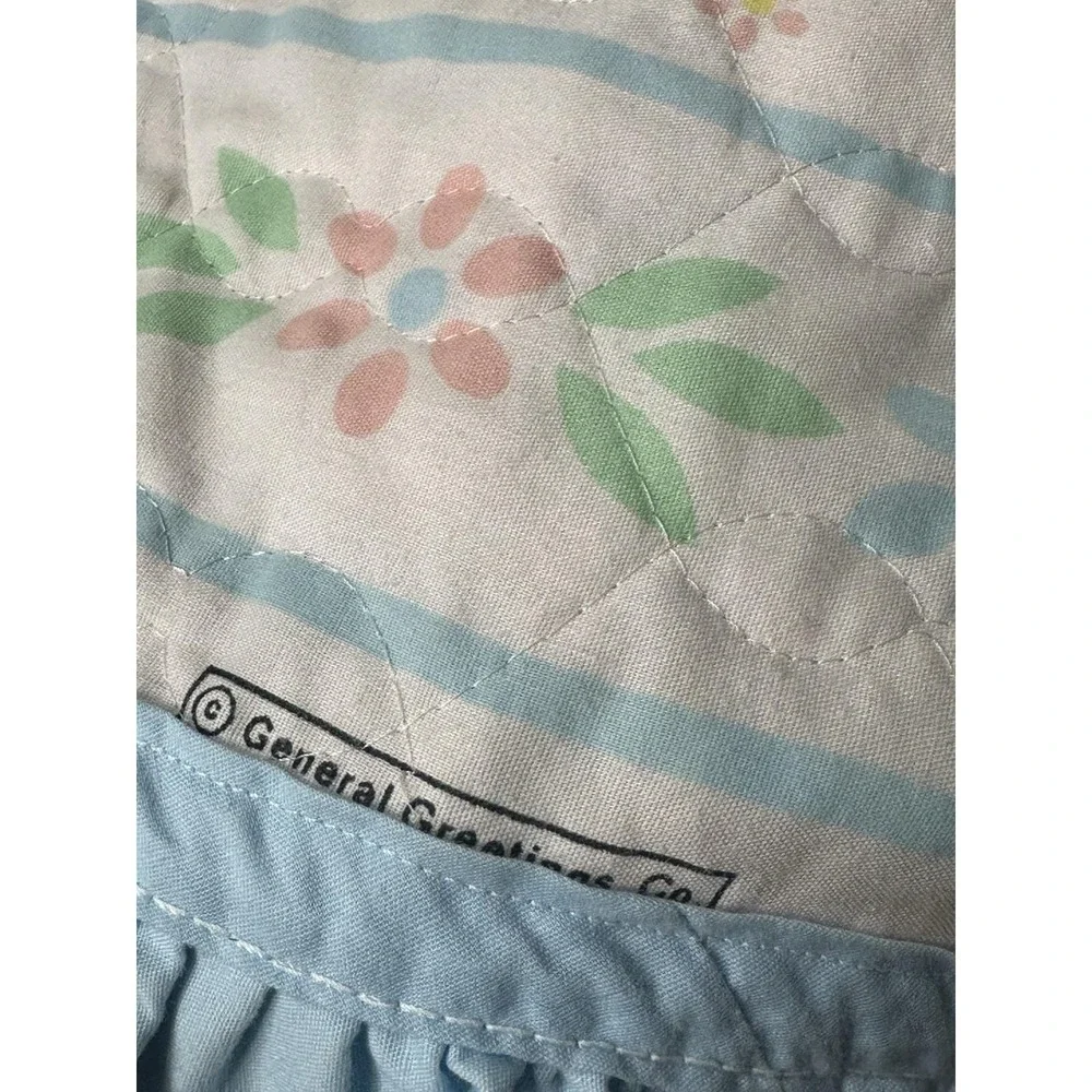 Vintage General greeting Co. baby crib blanket comforter‎ blue fringe